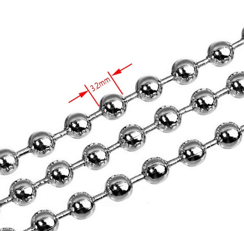 Hyamass 10-Yard Beaded Chain with 30 Connectors, 3.2mm Stainless Steel Ceiling Fan Pull Chain Extender for Jewelry Making, Dog Tags, Keychains (Rolled) (Nickel) - Image 3
